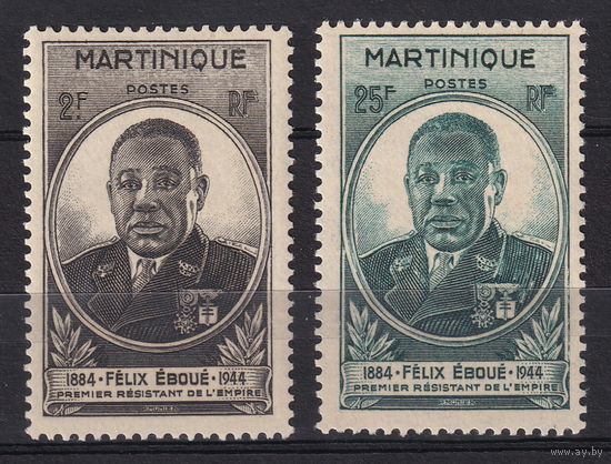 32.FrK. Франция. Колонии. Мартиника. Губернатор Феликс Эбуэ. 1945 г. Полная серия. Mi.##203-204.