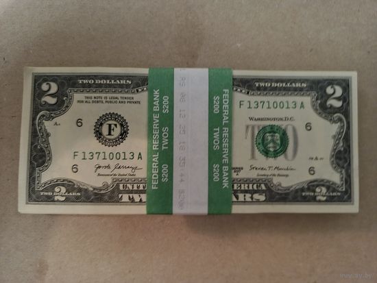 Сувенирный корешок с купюрами 2 доллара США