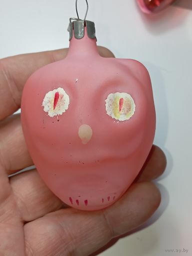 Ёлочная игрушка  - Филин . СССР  . Стекло .