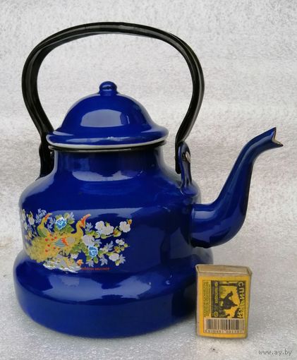 Стильный, эмалированный чайник, кобальт, СССР, прим  3л.