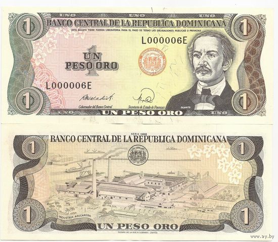 Доминиканская республика 1 песо образца 1988 года UNC p126c
