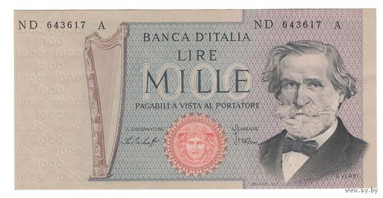 Италия 1000 лир 1979 года. Тип Р 101f. Состояние XF+/aUNC!