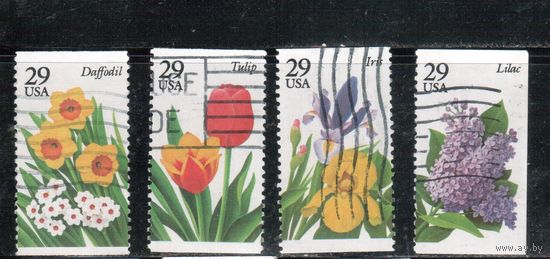 США-1993, (Мих.2360-2363) ,  гаш., Флора, Цветы, 4 марки(1)