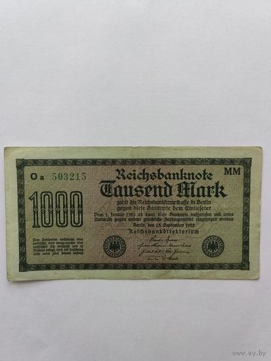 Германия. 1000 марок. 1922 год. Оа 503215