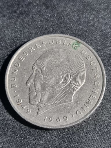 Германия (ФРГ)  2 марки 1971 J Конрад Аденауэр