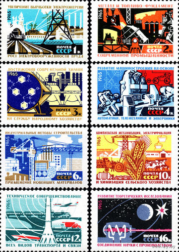 Материально-техническая база коммунизма СССР 1965 год (3238-3245) серия из 8 марок