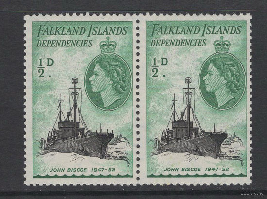 Фолкленды /Falkland Island 1954** Корабль Елизавета II сцепка Mi#19