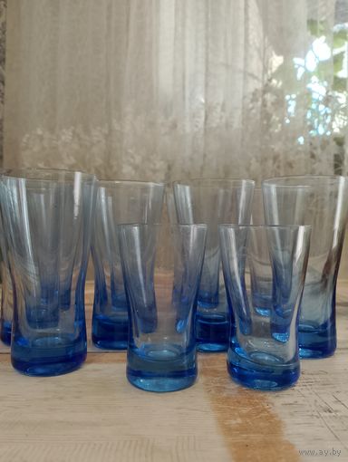 Рюмки Немен, стаканы Неман, синее стекло
