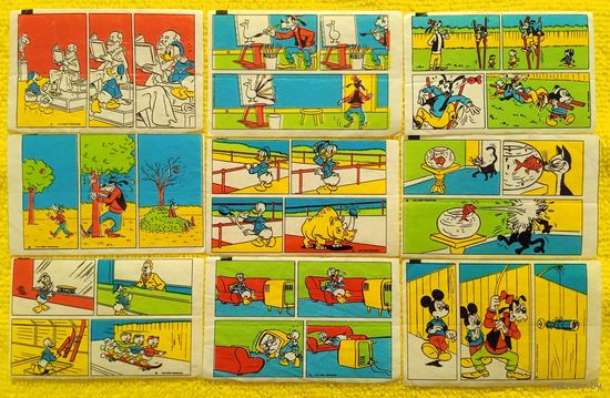 9 вкладышей от жвачки "Donald"