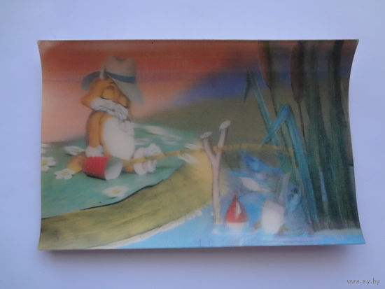 Календарик 1989 г.  Кот-рыболов. (стерео).
