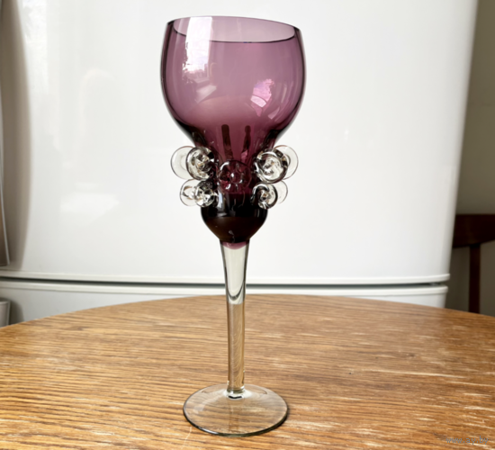 Бокал подсвечник стрыйский завод Марганцевое стекло 25см