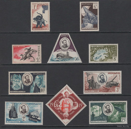 Литература Монако 1955** Памяти Французского писателя, классика приключенческой литературы, одного из основоположников жанра научной фантастики Жюля Верна Mi#512-521