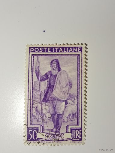 Италия 1950 изображающая пастуха.