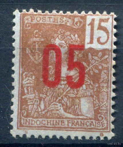 Французский Индокитай - 1912г. - богиня, надпечатка 05 на 15 с - 1 марка - чистая, без клея [Mi 60]. #4-W1-135-A-1