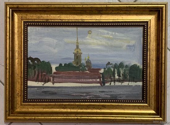 Юзвук В.С. Пейзаж. Холст, масло на картоне. Размер 16х25 см.