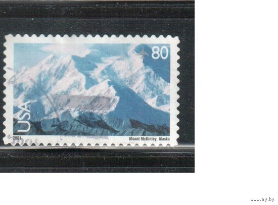 США-2001 (Мих.3449) , гаш , Стандарт, Ландшафты, Гора Мак-Кинли, Аляска(одиночка),(1)