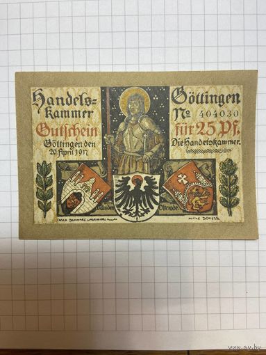 25 пфеннигов (нотгельды) г. Германия Готлинген-1201