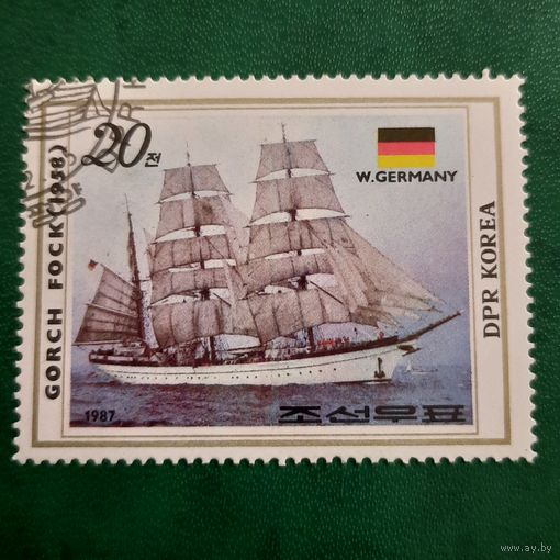 КНДР 1987. Парусники. Gorch Fock 1958. Марка из серии