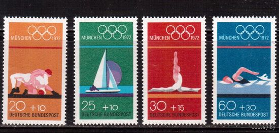 Германия(ФРГ)-1972,(Мих.717-722)  *  (след от накл.) , Спорт, ОИ-1972