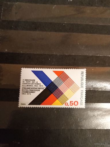 1973 Франция 10 лет франко-германскому договору о сотрудничестве чистая клей MNH** выпускалась одиночкой (2-2)