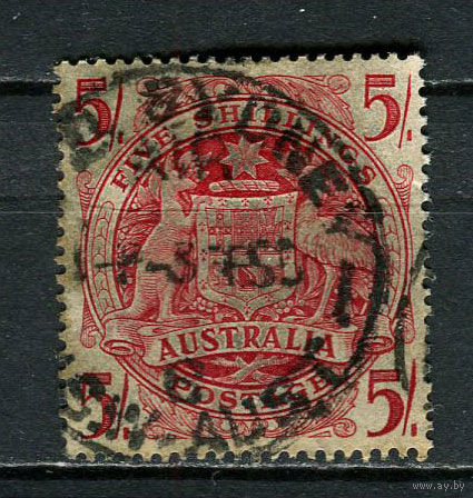 Австралия - 1948/1950 - Герб 5 Sh - [Mi.187] - 1 марка. Гашеная.  (Лот 16JR)-T3P19