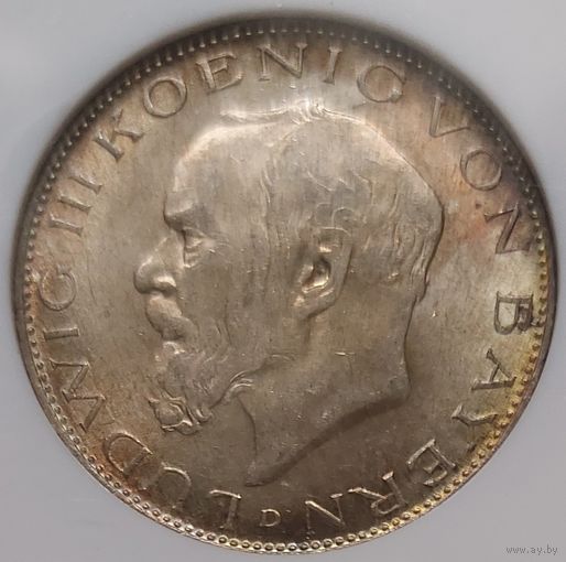 2 марки 1914 Бавария MS-63 NGC
