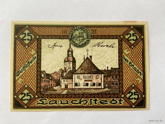 Нотгельд 25 пфеннигов Лауштедт. Веймарская республика - 1602