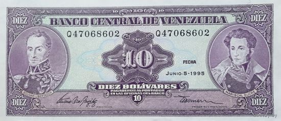 Werty71 Венесуэла 10 боливар 1995 UNC банкнота