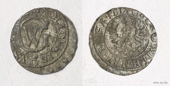 Шеляг (солид) герцогства Пруссия. 1619-1640. Курфюрст Георг Вильгельм. Билон