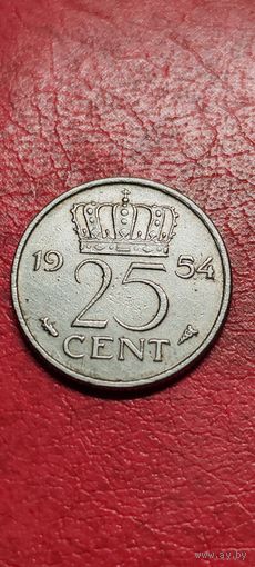 Нидерланды. 25 центов 1954 ГОД.