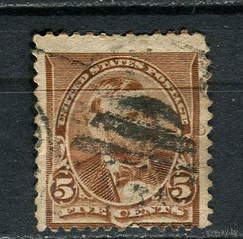США - 1890/1893 - Улисс Грант 5С - (есть тонкое место) - [Mi.65b] - 1 марка. Гашеная.  (Лот 86Ga)-T25P40