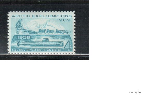 США-1959, (Мих.751), * , Исследоваение Арктики, Собаки, Подводная лодка (одиночка)