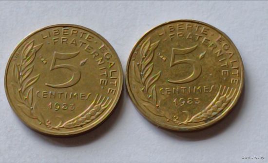Франция. 5 сантимов 1983 года.