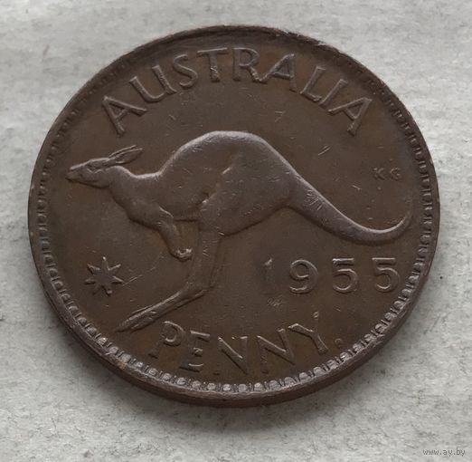 Австралия 1 пенни 1955 Елизавета II (Перт - с точкой)