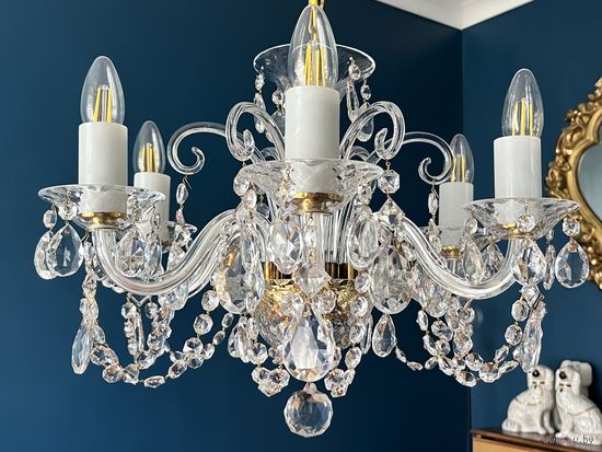 Люстра Чехословакия стекло латунь 63х50см