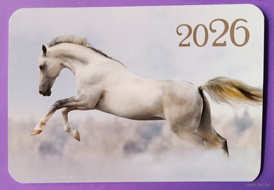 Лошадь. Календарик, глянец, 2026. Траско