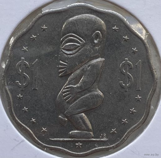 Острова Кука 1 доллар 1992 г. В холдере