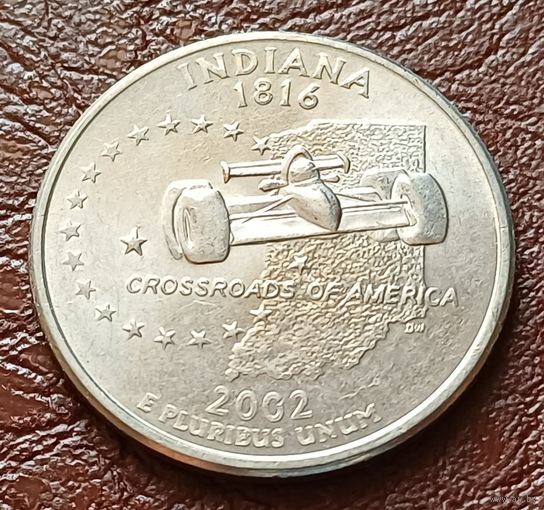 США 25 ентов , D  2002 Квотер штата Индиана  ( 2-5-2 )