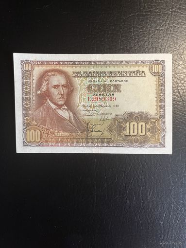 Испания 100 песет 1948 года. Состояние VF+