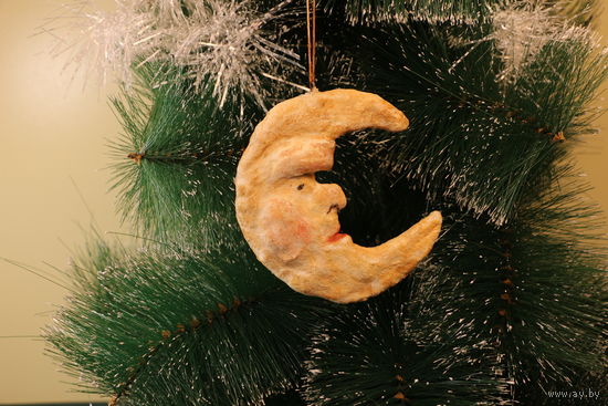 Ёлочная игрушка папье-маше, "Месяц".