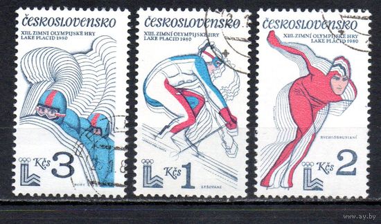 XIII зимние Олимпийские игры в Лейк-Плэсиде Чехословакия 1980 год серия из 3-х марок