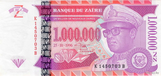 Заир, 1 млн. новых заиров, 1996 г., UNC, не частые