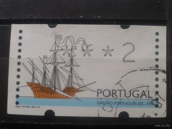 Португалия, 1995. Автоматная марка. Галеон (16 в.). Mi-1,8 евро гаш.