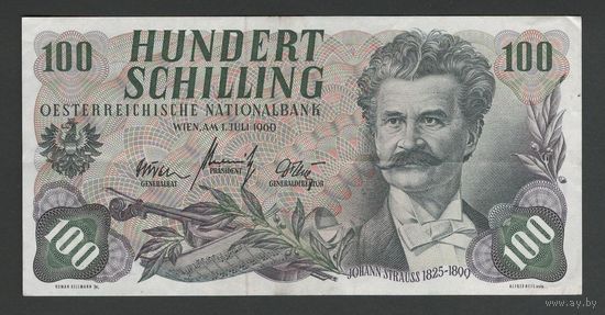 Австрия 100 шиллингов 1960 года. Тип P-138a(2). Состояние XF