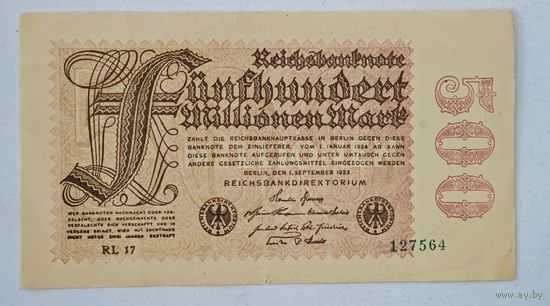 1923 год Германия 500 000 000 марок