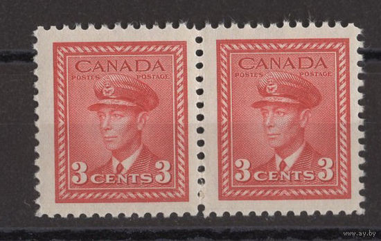 Канада / Canada 1942 ** 3 cents, Адмирал Король Георг VI , Вторая мировая война, сцепка 2 марки