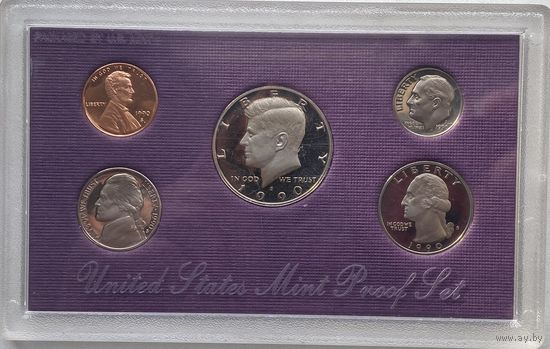 США 1, 5, 10, 25, 50 центов 1990 г. S - Сан-Франциско. Годовой набор. Пруф. PROOF SET