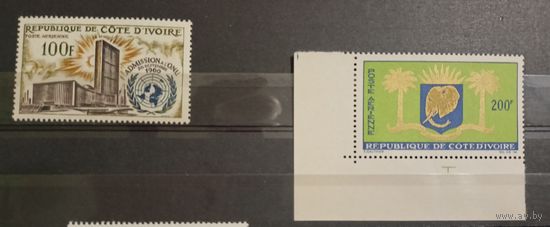 Кот Дивуар** 2 полные серии Михель 8,8 евро герб страны, ООН