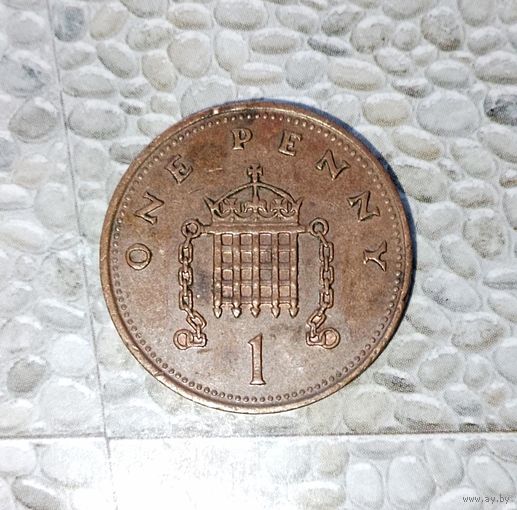 1 пенни 1987 года Великобритания. Королева Елизавета 2. Родная патина!