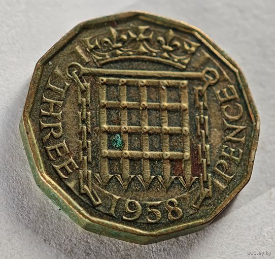 1958 год Англия  3 пенса